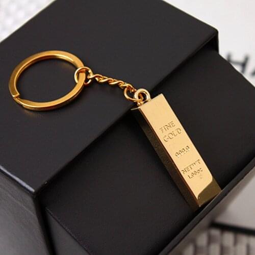 Whosale 2017 Creative Metal Faux Gold Bar Bullion silver bar silver bullion Keychain Car Keyring D047