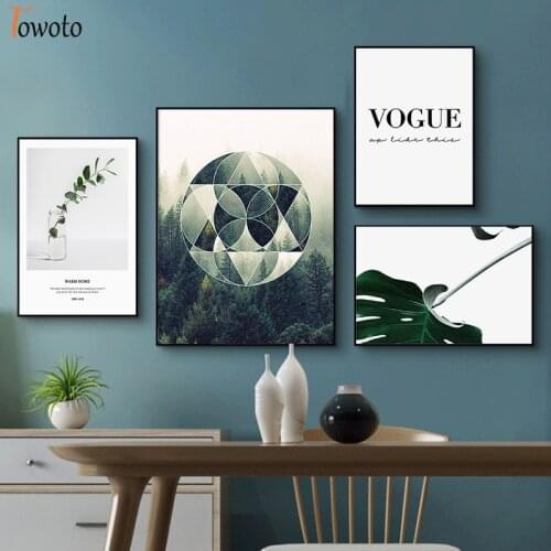 Green Plant Poster Nature Quote Wall Art Painting Print Canvas Pictures for Home Design Decoration Wall Poster for Living Room