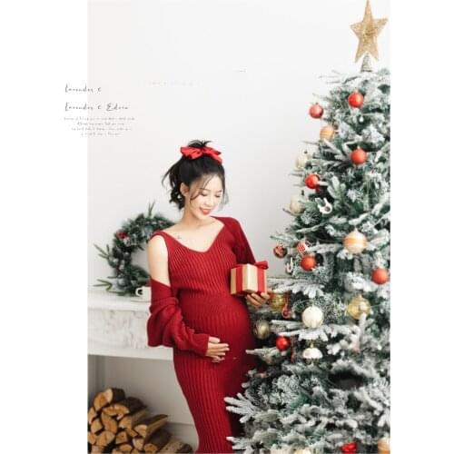 Shoulderless Maternity Dresses For Photo Shoot Wool Cotton Pregnant Women Pregnancy Dress Photography Props Maxi Maternity Gown