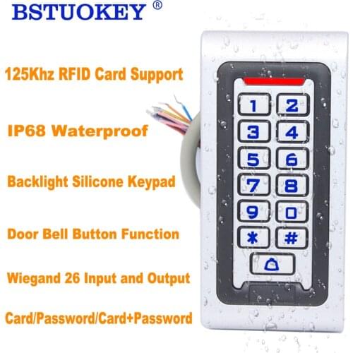 RFID 125Khz EM Keypad Door Access Control system IP68 Waterproof Metal case Silicon Key Security Entry Door Reader