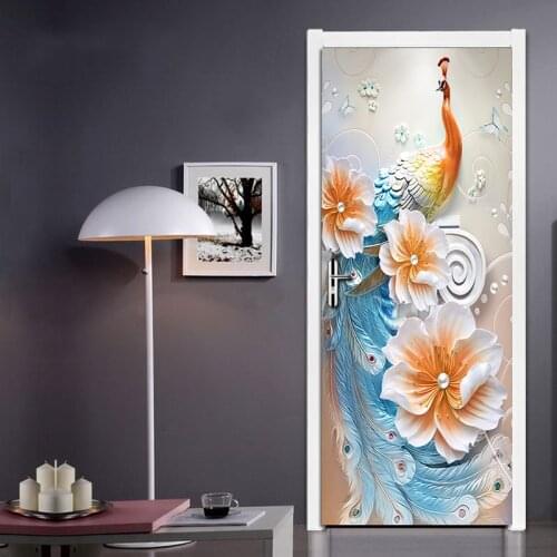 Modern Simple Abstract Art Color Peacock Background Wall Home Decoration Living Room Door Sticker PVC Waterproof Mural Wallpaper