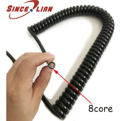 Spiral Cable Telescopic Wire Spring Cable 8 core 0.2 0.5 Square Stretch 3M Cable for Manual Pulse Generator MPG Extensible Wire