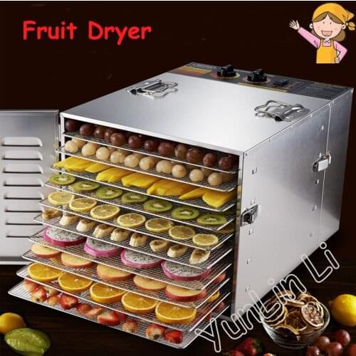 10 Tray Dehydrator Stainless Steel Nuts Dry Machine Fruits and Vegetables Dehydration Drying Machine Pet Food Dryer