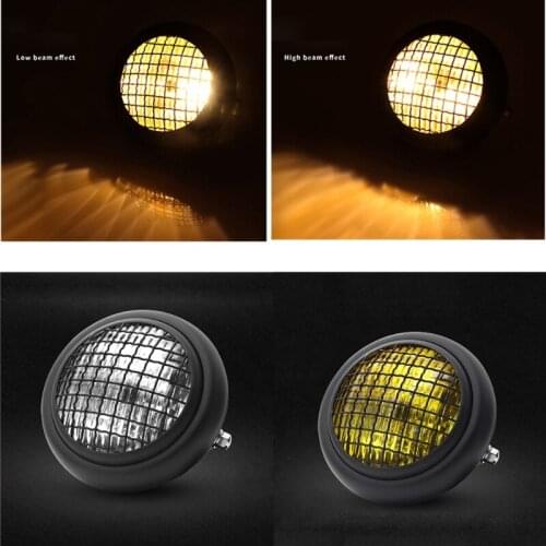Universal Motorcycle Headlight Retro Vintage Round Mesh Grill Mask Lampshade Moto Scooter Vintage Front Light Round Lamp