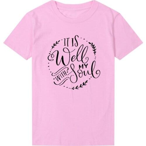 It is well My with soul Letters Print Women 100% Cotton tshirt Casual Funny t-shirt For Lady Girl Top Tee Drop Ship harajuku