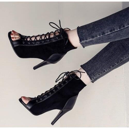 Stilettos Women Dance High Heels Plus Size Shoes 2021 Thin Heel High-heeled Short Boots Sandals For Womens Dancing shoes