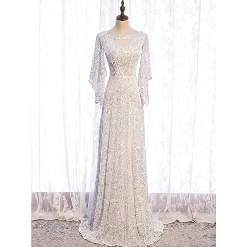 V-Neck A-Line Long Sleeve Evening Dress Formal Robe De Soiree White Evening Dresses Long Dress 2021 New Design Vestido De Festa