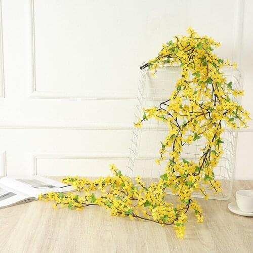 1.8M Artificial Yellow Flowers Vine String Winter Jasmine Flower Rattan Fake Home Shop Decoration