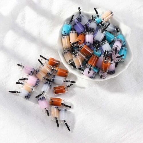 10pcs/ Resin Pearl Milk Tea Charms 28*10mm Milk Tea bottle Pendant for Jewelry DIY Handmade Earrings.Bracelet,Necklace