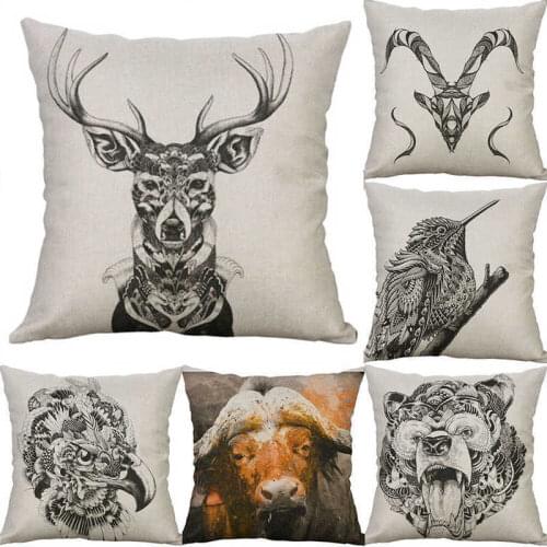 18" printing Cotton Linen Pillows Decor Cushion case Home Deer Animal Cover