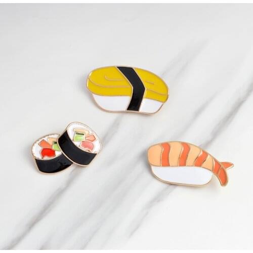 2019 New Arrivals Brooch Cute Delicious Sushi Kimbap Lunch Box Alloy Painting Oil Small Brooch Hat Clothes Lapel Pin Badge