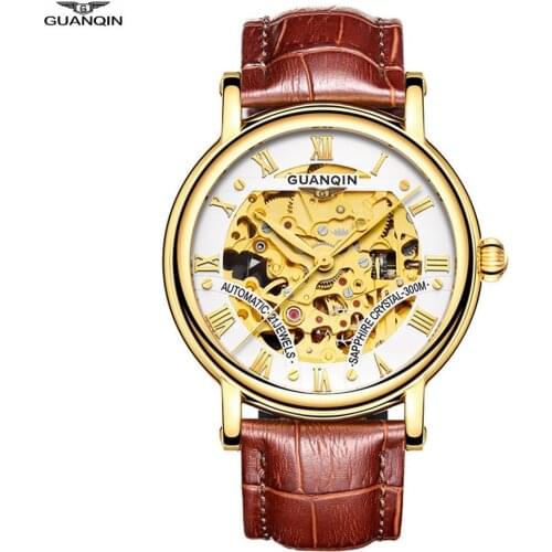 2020 Top Brand GUANQIN Mechanical Watch Men Luxury Automatic Watch Leather Hardlex MIYOTA Hollow Wristwatch Skeleton Male Clock