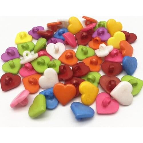 50pcs 12x13mm Plastic Mixed Heart Buttons Sewing Accessories Shank Baby Button Embellishment Crafts