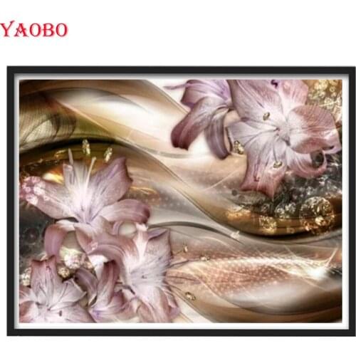 5d Diy Diamond Painting Cross Stitch Abstract Wave Lilies Diamond Embroidery Full Square Round DIY Rhinestone Decorative Mosaic