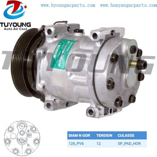SD7H15 auto a/c compressor Renault Espace Laguna Safrane 7700111298 7700861971 126mm 6pk 12v