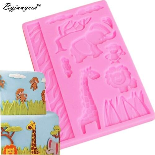 Byjunyeor R018 Soft Deer Silicone Moulds lace Fondant Gum Paste Mold Cake Embossing Decoration Mold Zoo Animal