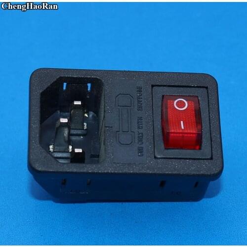 ChengHaoRan with 10A fuse ! Red Rocker Switch Fused IEC 320 C14 Inlet Power Socket Fuse Switch Connector Plug 10A 250V Connector