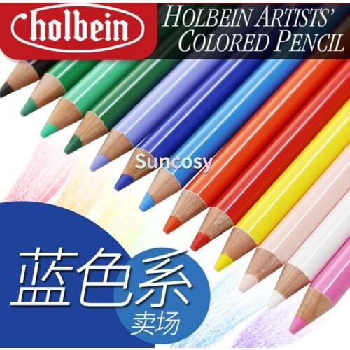 Holbein Wooden Colored Pencils OP312-OP395, Artists' Oil Colored Pencil, Blue Colors Series for Artists Drawing Sketching