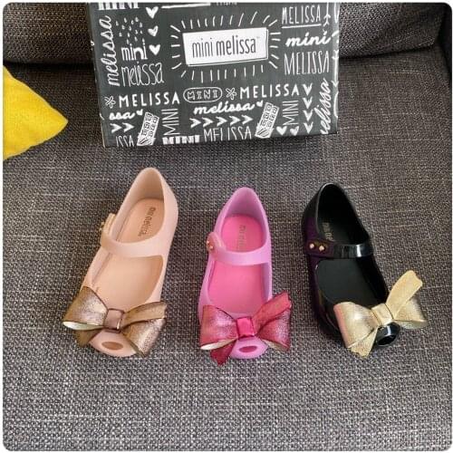2021 Childrens Summer Sandals Girls Fashion Mini Melissa Princess Jelly Shoes Toddlers Bowknot Casual Shoes Soft Beach HMI053