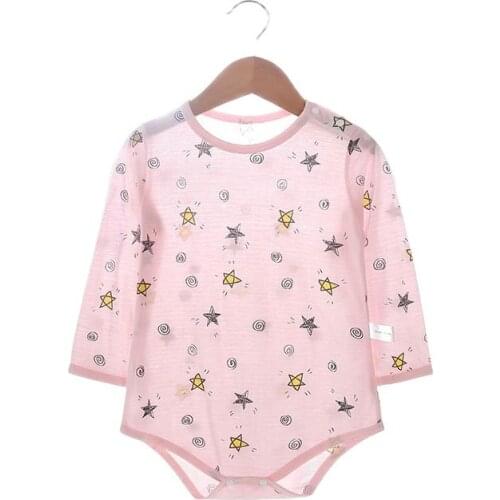 Summer thin package fart baby romper suit newborn baby clothes with long sleeves triangle ha clothing, bamboo fiber clothing