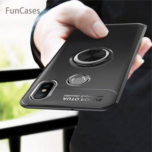 For Xiaomi Mi 8 Case Cover Colorful Metal Magnetic Ring Holder Soft Silicone TPU Luxury Case for Xiaomi Mi 8 Funda Phone Bag