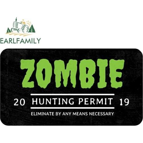 EARLFAMILY 13cm x 7.2cm for Zombie Hunting Car Stickers Simple Anime Motorcycle Laptop Decals Sunscreen Vinyl Car Goods DIY