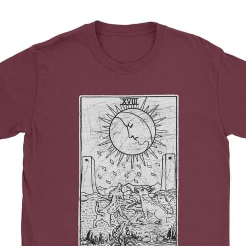 The Moon Tarot Card Major Arcana Fortune Telling Occult Tshirt Men Tee Shirt Crewneck Tee Shirt Tops Printing