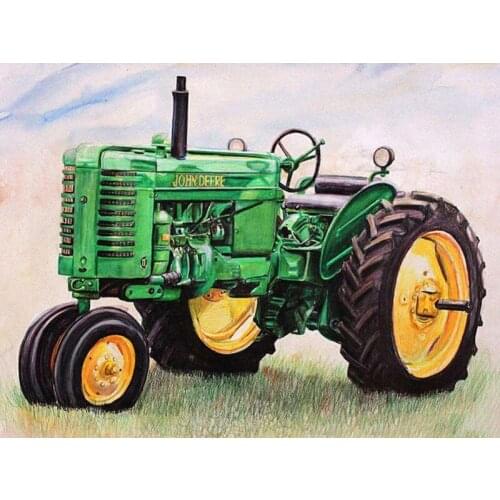 GLymg Diamond Art Green Tractor Bright Rhinestones Diy Diamond Embroidery Kits 5D Diamond Painting Gift Diamond Wall Arts Decor