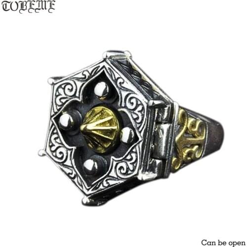 Handmade Real 925 Silver Taichi Ring Vintage Pure Silver Good Luck Ring Fengshui Yinyang Bagua Lucky Symbol Ring Resizable