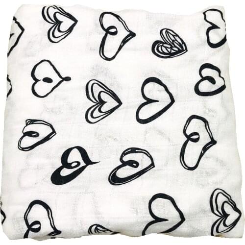 Ins Hot Love Pattern 100% Bamboo Fiber Muslin Swaddle Baby Blankets Soft Newborn Blanket Infant Wrap Kids Bath Gauze Milestone