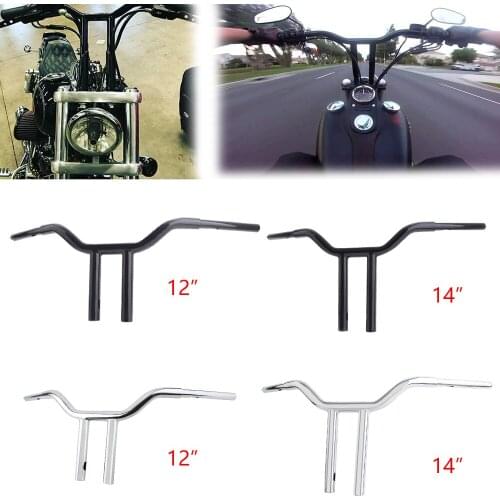 Motorcycle T-shaped handlebar stainless steel 12/14 inches suitable for Harley-Davidson Dyna, Softail and Sportster 1996-2020
