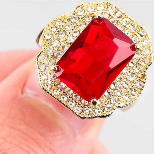 Fashion Red Square Zirconia Stone Finger Rings For Men Charming With White Crystal Jewelry Rings For Women Men Party Gifts