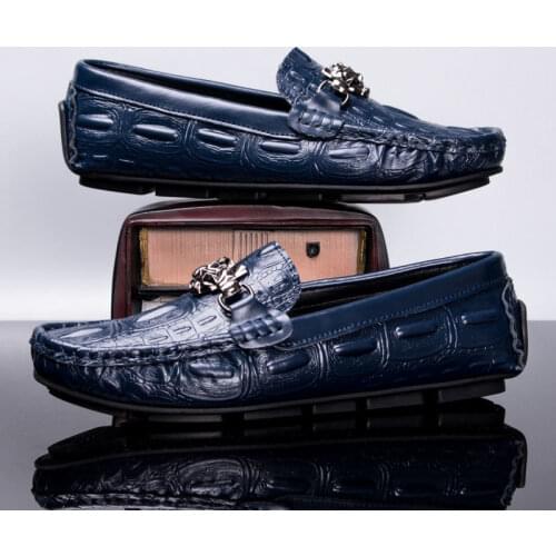 2021 Shoes Man 100% Genuine Leather Man Flat Shoes Casual Loafers Slip On Flats Shoes Moccasins Man Driving Shoes