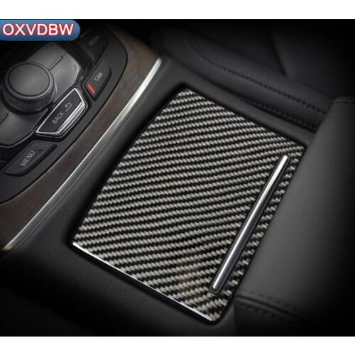 Carbon Fiber sticker Interior Car Water cup cover panel decals For Audi A6 C7 Accessories 2011-2018 Car Styling interior trim
