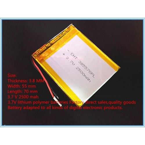 New 3.7V lithium polymer battery 385570 2500MAH tablets accessories professional battery GPS vehicle traveling data recorder