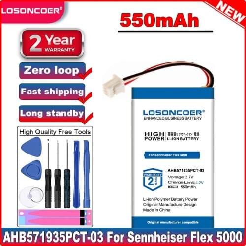 New Li-ion 550mAh BAP 800, AHB571935PCT-03 Battery For Sennheiser Flex 5000 Set 880 RS 5000 Acumulator 3-Wire Plug