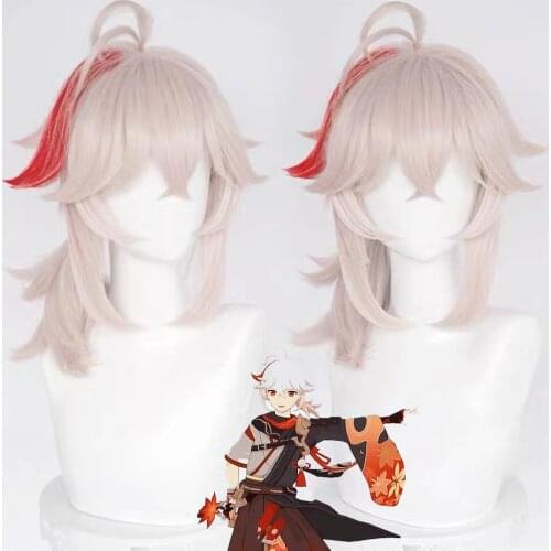 Genshin Impact Kazuha Cosplay 36cm Short Wig Cosplay Anime Cosplay Wigs Heat Resistant Synthetic Wigs Halloween