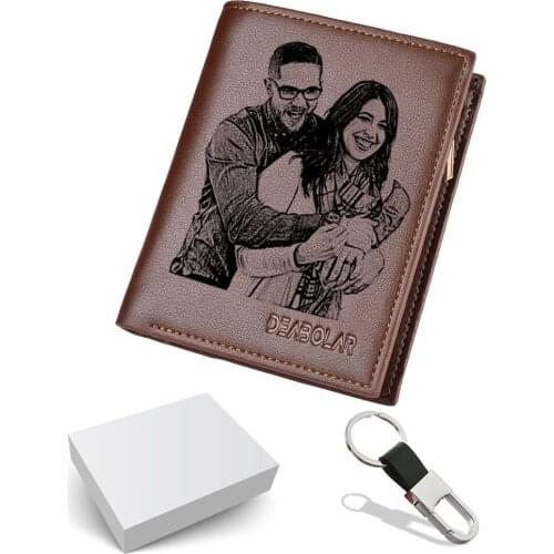 Gift for Men Purses and Handbags Luxury Designer Zipper Coin Pocket Personalized Engraved Photo Gifts for Husband/Him/Father