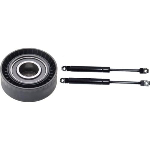 Belt Tensioner Idler Pulley 11281748131 with 2Pcs Front Hood Shock Gas Pressurized Support 51231944119