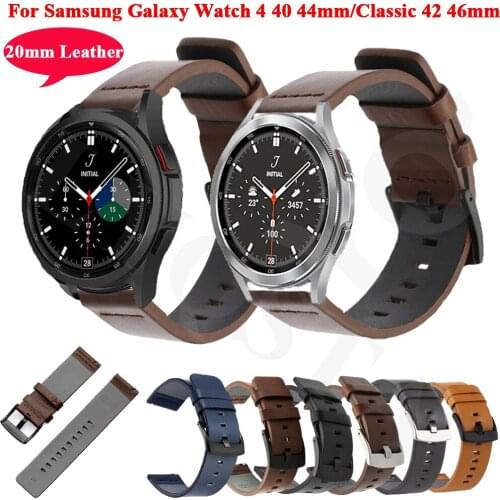 20mm Watch Band For Samsung Galaxy Watch4 classic 46 42mm Smartwatch Leather Sports Bracelet Galaxy Watch 4 44 40mm Strap Correa