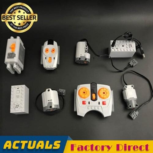 High-tech Building Blocks MOC Fit Power Functions Receiver Remote Control Train Car Motor LED Light DIY Bricks Battery Box