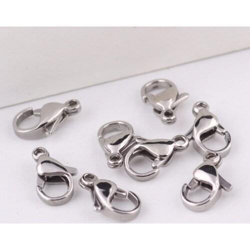 Reidgaller 20pcs 12mm stainless steel lobster clasps for bracelets necklace pendant connector findings diy jewelry accessories