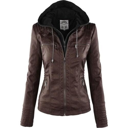 Women Faux PU Leather Jackets Women Zipper Motorcycle Coat Autumn Winter warm Outerwear Zipper Jackets mujer coat women