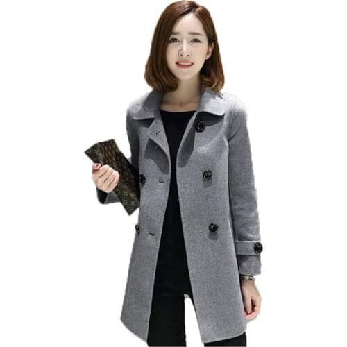 Woolen Coat Women Red Gray Pink Loose Tops 2021 New Autumn Winter Plus Size Korean Lapel Fashion Keep Warm Blends Jacket N1121
