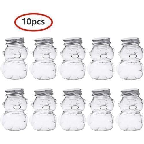 10Pcs Kids Candy Boxes Bottles 100ml Unsqueezable Sugar Snacks Cute Bear Storaging Containers Bottle PET Plastic Food Bottle
