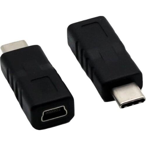 10x USB 3.1 Type-C Male to Mini 5pin Female Jack Charging Data Adapter Converter Type C Male to Mini Female Straight Black