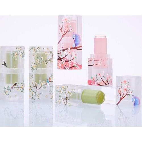 12.1mm Lipstick Container Square Pink Green 3D Flower Pattern Lipstick Tube Empty Cosmetic Lip Balm Lipstick Packaging 10/30pcs