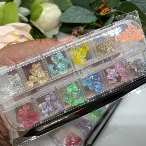 12 types 2021 NEW Nail Charms 60pieces +3D Kawaii Nail Charms Large 17mm 3D gummy Bears/Butterfly nail charms art Decorations