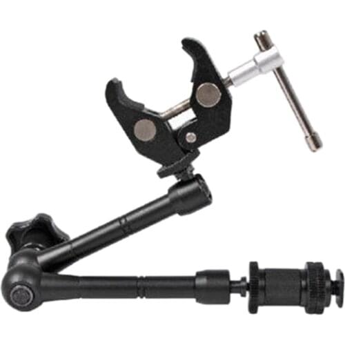 2Pcs 11 Inch Adjustable Articulating Magic Arm + Super Clamp for LED Light DSLR Rig LCD Monitor