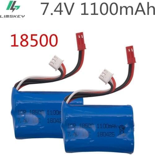 2pcs 7.4V 1100mAH Lipo Battery For Huanqi 827 871 MJX T10 T11 T34 7012 RC boat Lipo battery 7.4 V 1100 mAH 15C 18500